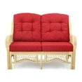 thumbnail image 2 of Malibu Lounge Loveseat Sofa Natural Rattan Wicker Handmade Design with Red Cushions, Natural, 2 of 2