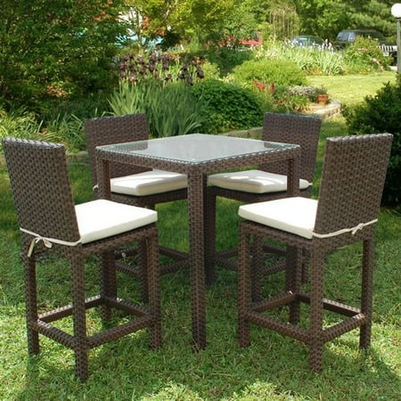 International Home Miami Atlantic 5 Piece Bar Height Dining Set with Cushions