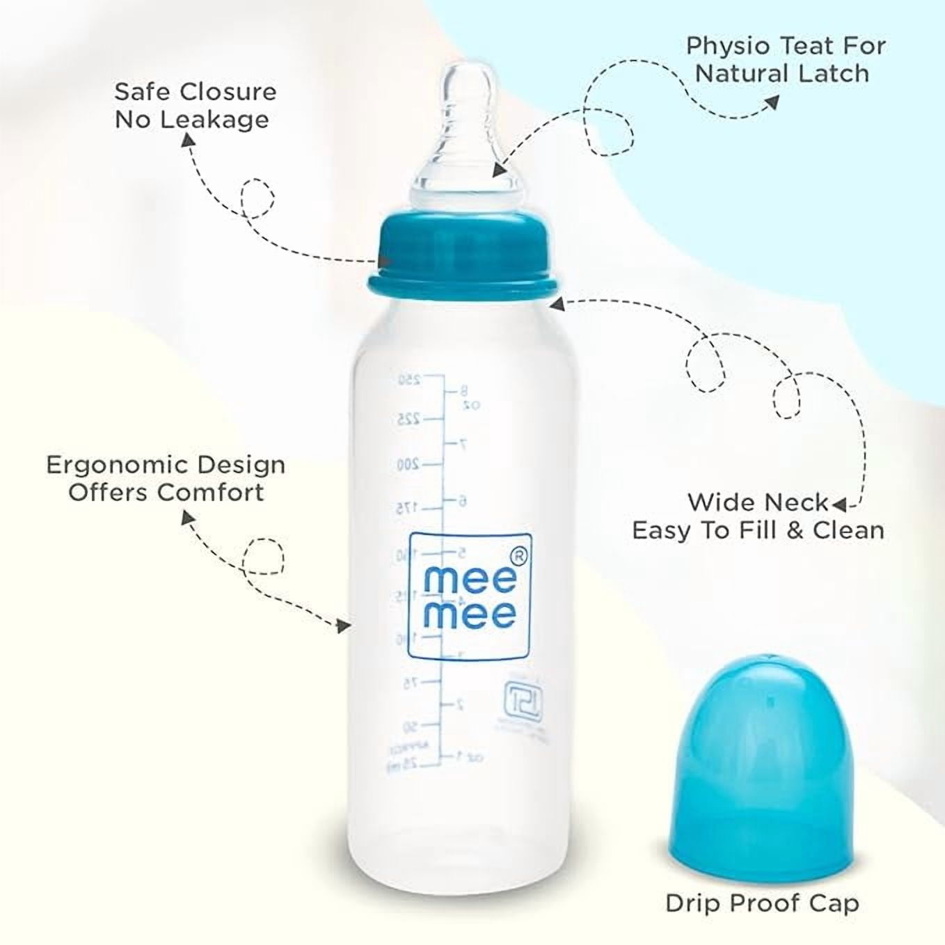 Mee Mee Eazy Flo Premium Baby Feeding Bottle (250 ml, Blue/Green)