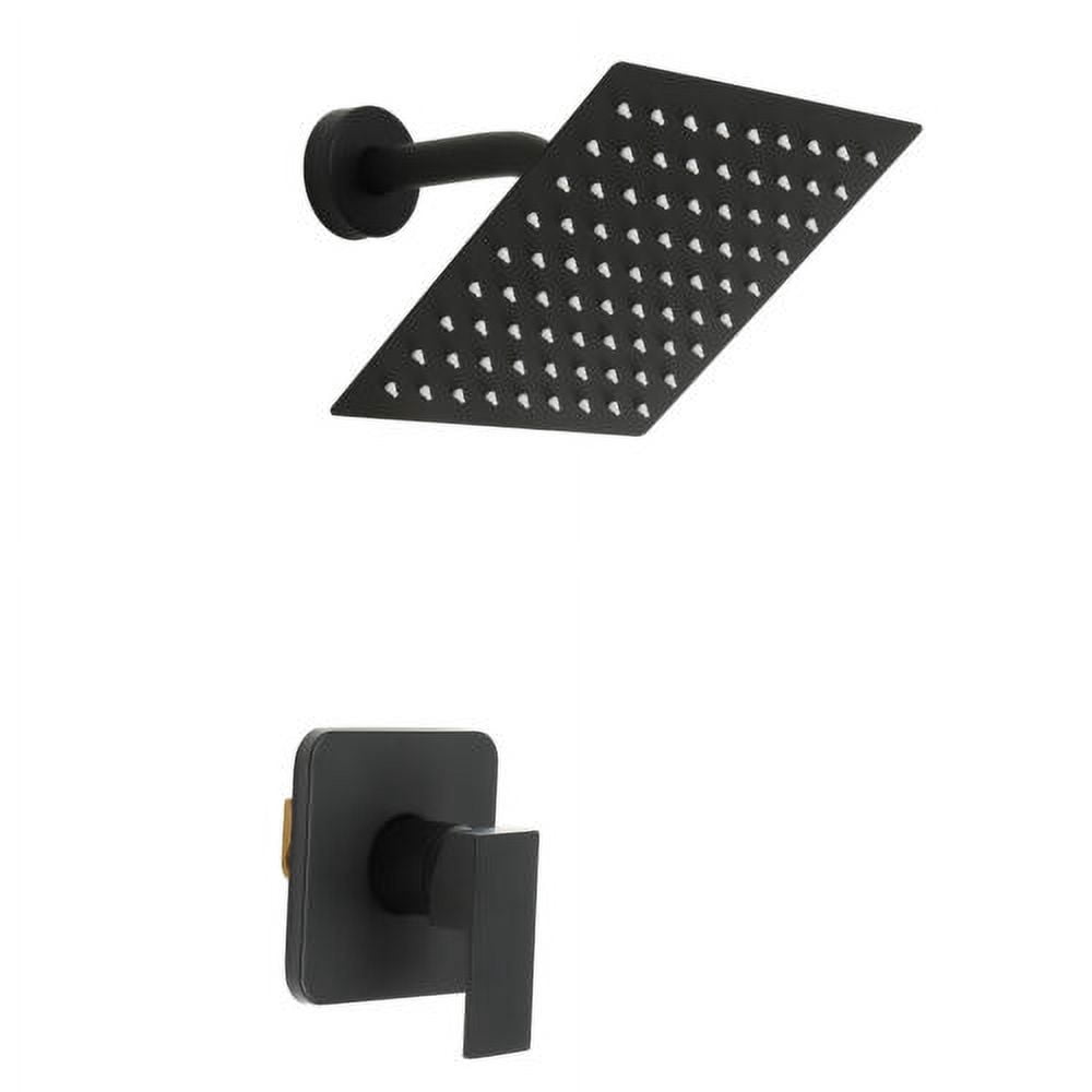 Shower Faucet Set 8" Black Rain Shower Head Combo with Valve Kit Wall Mounted