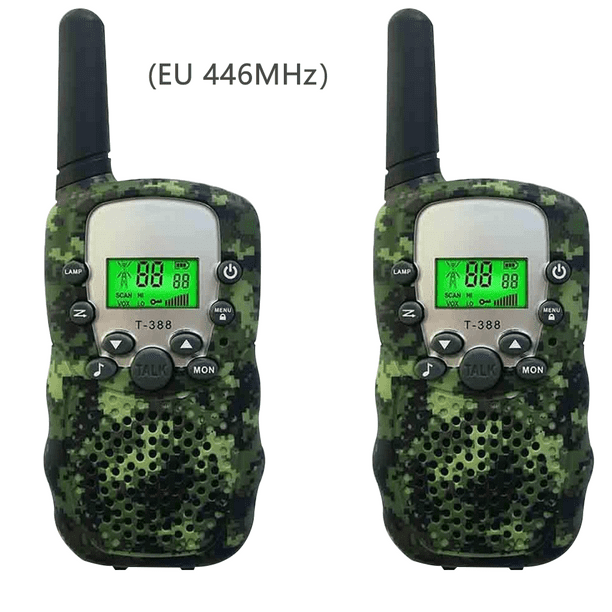 Walkie talkie para niños, pantalla LCD, radio bidireccional con botones, intercomunicador para niños, juguete EU 446MHz, camuflaje verde 1 Pieza tholdsy EL001087-02B