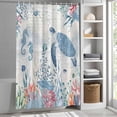 thumbnail image 6 of Sea Turtle Coastal Shower Curtain Set, Waterproof Shower Curtains for Bathroom, Beach Nautical Ocean Coral Seahorse Washable Fabric Cloth Bath Curtain for Bathtub Decoration with Hooks 48x72 Inches, 6 of 9
