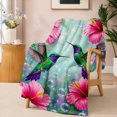 thumbnail image 3 of SPXUBZ Hummingbird Floral Flannel Fleece Blanket, Tropical Flower Throw Blanket, Soft Cozy Warm Blanket for Bedroom Sofa Home Decor 50"x40", 3 of 5