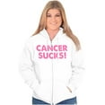 thumbnail image 4 of Cancer Sucks Breast Awareness Quote Womens Plus Size Graphic Zipper Hoodie Brisco Brands 3X, 4 of 5