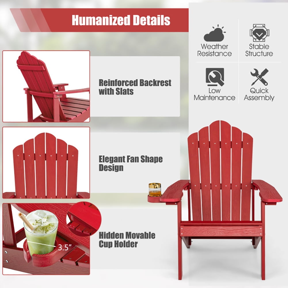 Aimee Lii Weather Resistant Outdoor Chair with Cup Holder, Outdoor Patio Furniture, Red