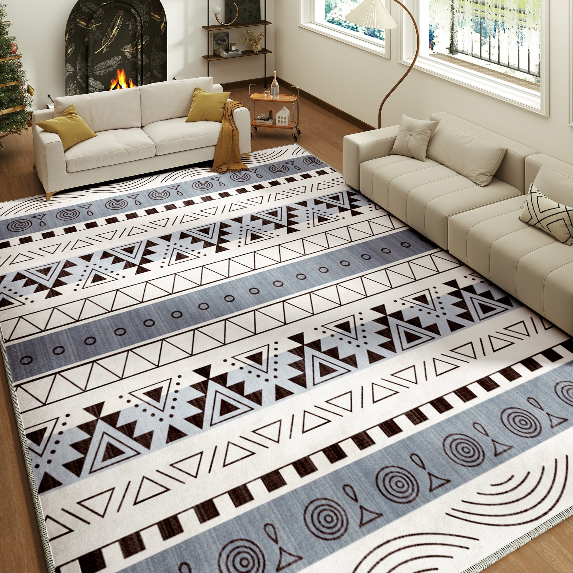 EnHomee Area Rug for Living Room 8x10 Area Rugs for Bedroom Machine Washable Area Rug,Blue