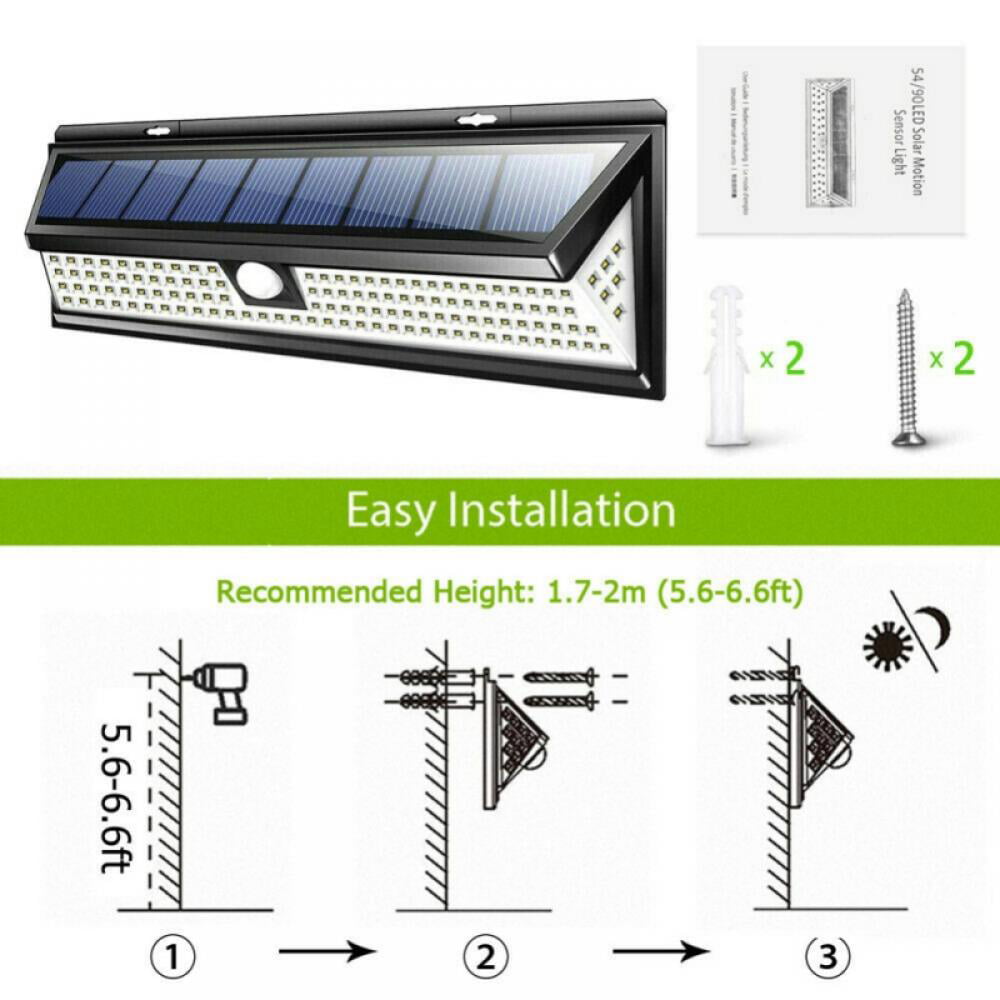 1-4Pcs 118 LED Solar Power Lights PIR Motion Sensor Wall Lamp Garden Waterproof 