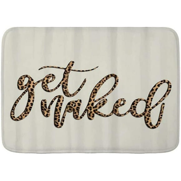 Urban Chic Leopard Print Non-Slip Bath Mat - Get Naked Beige, 16x24 for Shower and Bedroom