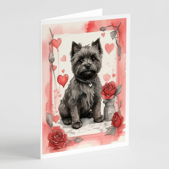 Cairn Terrier Valentine Roses Greeting Cards Pack of 8 7 in x 5 in