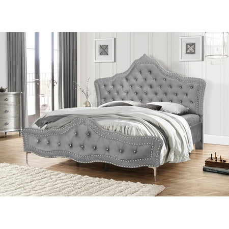 Best Quality Furniture Upholstered Platform Bed Tufted Style & Nailhead