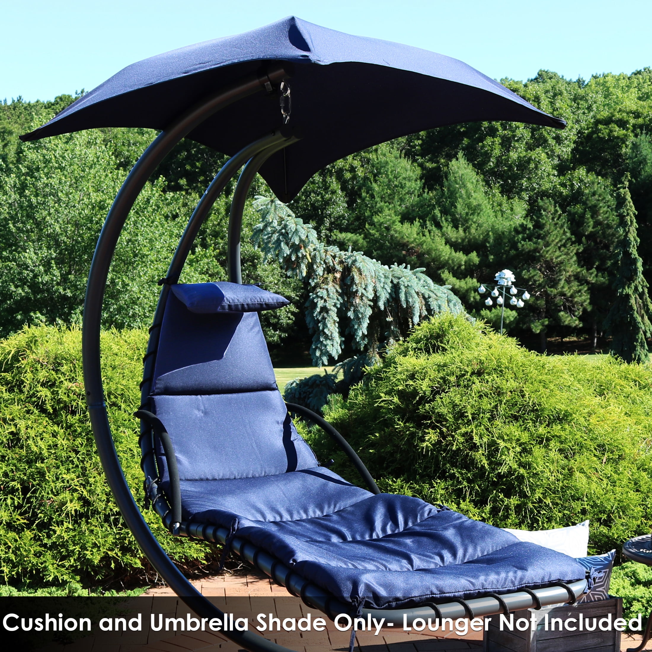 Sunnydaze 27" x 88.5" Navy Blue Outdoor Hanging Lounge Chair Replacement Cushion