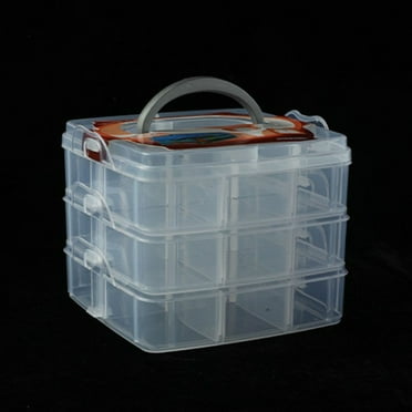 BTOER 1PC Screw Box Organizer Screws Box For Garage 18 Grids Plastic Adjustable Storage Case Box 3 Layer Beads Jewelry Container, White