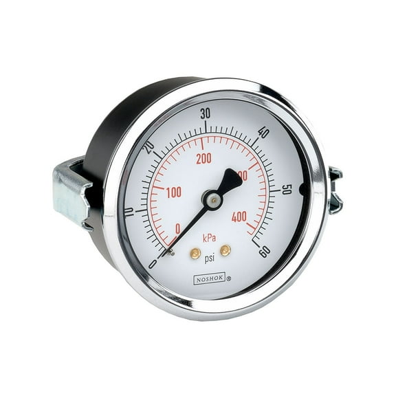 NOSHOK Pressure Gauge with Panel Mount, 2-1/2" Dial, +/-2.5% Accuracy, 0-30 psi Pressure Range