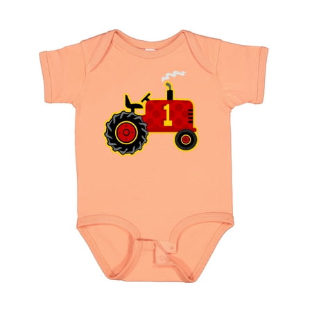 

Inktastic Red Tractor 1st Birthday Boys Baby Bodysuit