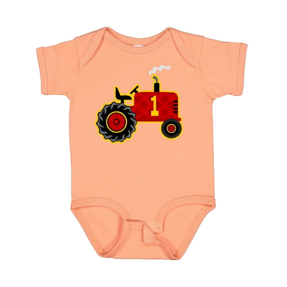 Inktastic Red Tractor 1st Birthday Boys Baby Bodysuit