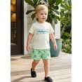 thumbnail image 4 of BemeyourBBs Toddler Baby Boys Fishing Outfit Infant Baby Boys Summer Clothes Short Sleeve Fishi Sailboat Embroidery Letters T-shirt with Pockets Striped Plaid Shorts Set, 4 of 9