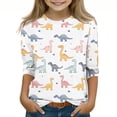 thumbnail image 2 of T Shirts Kids Girls Funny Graphic Crewneck 3/4 Sleeve Teenage Girls Tshirts Summer Comfy Cute Cartoon Casual Jogging Athletic Tops 8-9 Years Multicolor, 2 of 5