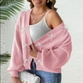 thumbnail image 5 of Miluxas Women's Open Front Bow Cardigan Sweaters Knit Long Puff Sleeve Trendy Fall Winter Jacket Coats Pink XL(XL), 5 of 6