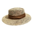 thumbnail image 2 of Sombrero de sol para mujer, sombrero de moda, protección solar, transpirable, tejido con cinta, para playa. marrón, 2 of 9