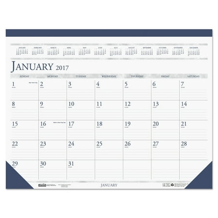 - House of Doolittle Recycled Two-Color Monthly Desk Pad Calendar, 22 x 17, 2018