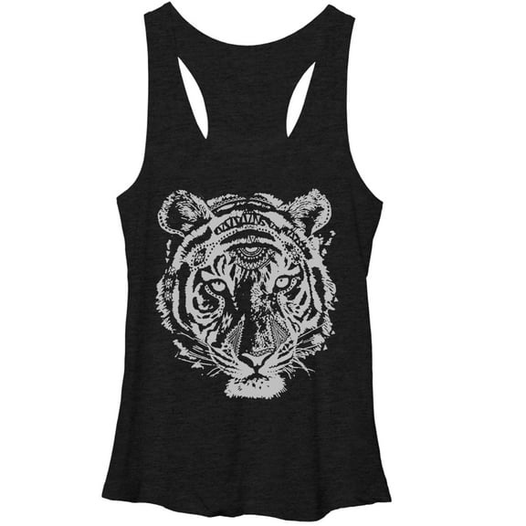 Women's Lost Gods Henna Tiger Racerback Tank Top Black Heather Large