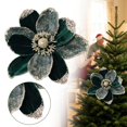 thumbnail image 2 of 1 Pcs Glitter Velvet Christmas Poinsettia Flower,7.87 inch Artificial Velvet Magnolia Flower,Christmas Tree Decoration,Sequined Velvet Poinsettia Flower for Home Table Decorations,Z1-Green, 2 of 5