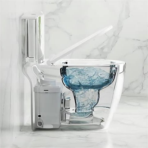 MixBubole 600W Macerator Pump - Upflush Toilet Pump For Basements, 26ft Vertical Lift, 4 Inlets For Sink/Washer/Toilet