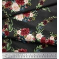thumbnail image 3 of Soimoi Gray Moss Georgette Fabric Ranunculus & Penoy Floral Print Printed Fabric 1 Yard 44 Inch Wide, 3 of 3
