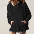 thumbnail image 2 of UAMVSH Oversized Hoodies for Women Casual Long Sleeve Knitted hooded sweatshirts with pockets Drawstring Side Slit Pullover tops(Medium,Black), 2 of 7