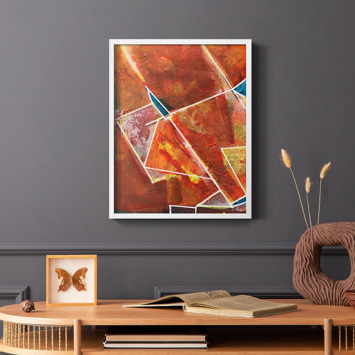 Primary Connection II Framed Print in White Solid Wood Framed Print No Nail Hanging