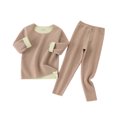 thumbnail image 2 of Jumpingount Ropa interior térmica para niños, manga larga elástica, cuello , Otoño Invierno, oficina, escuela, exterior, Tops cálidos, traje Pijama Marrón 100cm, 2 of 6