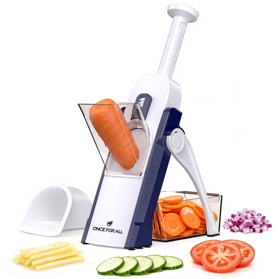ONCE FOR ALL Mandoline Slicer Vegetable Cutter, Adjustable Thickness, Slice, Julienne & Dice, Safe Hand Guard Design, Easy Clean Kitchen Tool for Onions, Potatoes, Cucumbers, Carrots & Tomatoes