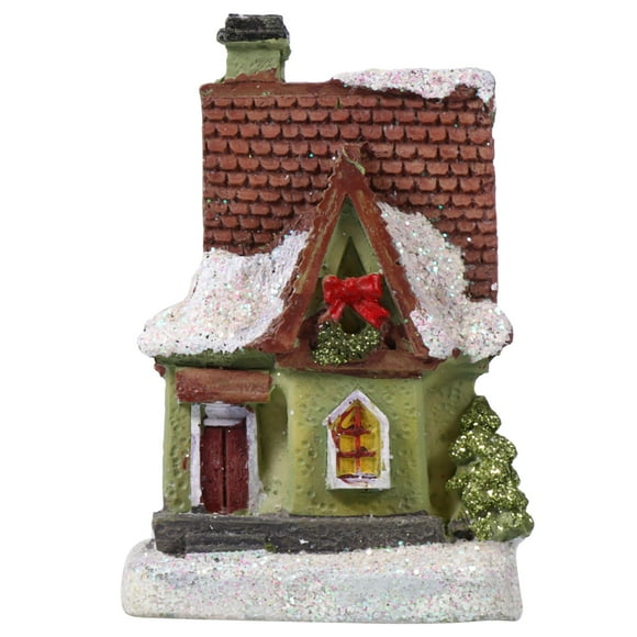 FELTECHELECTR 1 casa luminosa navideña con lámpara LED, modelo de villa de resina, recuerdo de fiesta