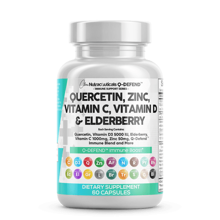 Quercetin 1000mg Zinc 50mg Vitamin C 1000mg Vitamin D 5000 IU Bromelain Elderberry - Lung Immune Defense Support Supplement Adults with Artemisinin, Sea Moss, Echinacea, Garlic Immunity Allergy Relief