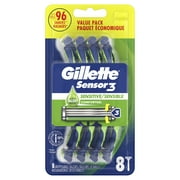 Gillette Sensor 3 Sensitive Men 3 Blade Disposable Razor,8 count