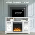 thumbnail image 4 of VINGLI Fireplace TV Stand for 55 inch TV, White Entertainment Center Media Console with Mirror Doors, 4 of 9