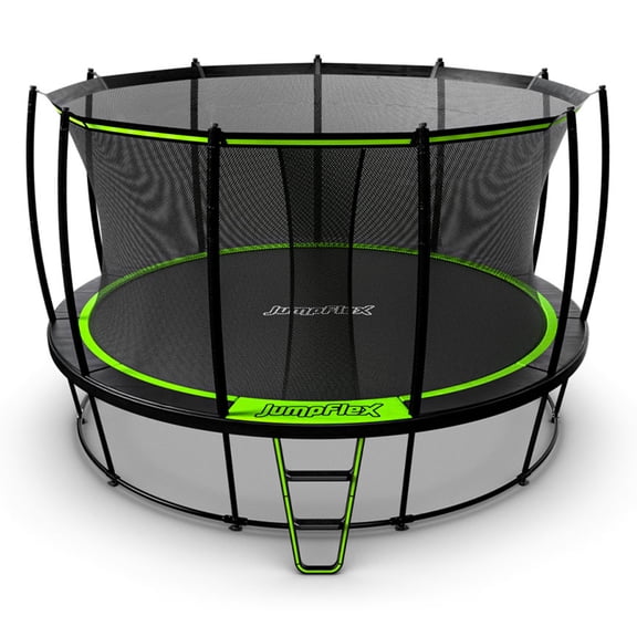 JumpFlex HERO 14' Backyard Outdoor Trampoline for Kids with Net & Ladder