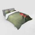 thumbnail image 3 of Ambesonne Dragonfly Bedding Set 3 Pcs, Lotus Blooms Tones, Twin, Red Reseda Green, 3 of 3