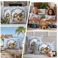 thumbnail image 5 of Easter Bunny Outdoor Waterproof Pillow Covers, Spring Easter Eggs Chick Floral Blue Check Decorative Square Throw Pillowcase Sofa Cushion Sham for Patio/Couch/Chair, 26"x26" 2 Pack, 5 of 8