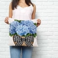 thumbnail image 2 of Blue Hydrangea Pillow Covers 18x18 Inch Decorative Throw Pillow Cover, Modern Watercolor Flower Leaf Bow Sofa Pillowcases Accent Cushion Case Home Decor Bedroom Living Room, 2 of 6