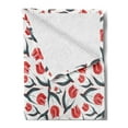 thumbnail image 2 of Tulip Soft Flannel Fleece Blanket, Original Vintage Inspired Irregular Dutch Tulips and Leaf Ornate Boho Retro Artprint, Cozy Plush for Indoor and Outdoor Use, 50" x 60", Red Green, by Ambesonne, 2 of 5