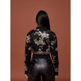 thumbnail image 3 of D&M Floral Print Zip Up Crop Bomber Jacket Casual Long Sleeve Crop Top, 3 of 6