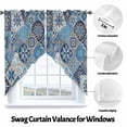 thumbnail image 3 of Abstract Geometric Swag Kitchen Curtain Valances, Blue Yellow Flower Checkered Patchwork Rod Pocket Curtains Window Treatment Decor Valances for Bedroom Bathroom, 2 Panels 36 x 63 Inch, 3 of 9