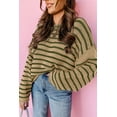 thumbnail image 2 of Women's Khaki Stripe Drop Shoulder Casual Sweater - Soft and Chic - [ZhiHiMeRi] | (US 16-18)XL, 2 of 10