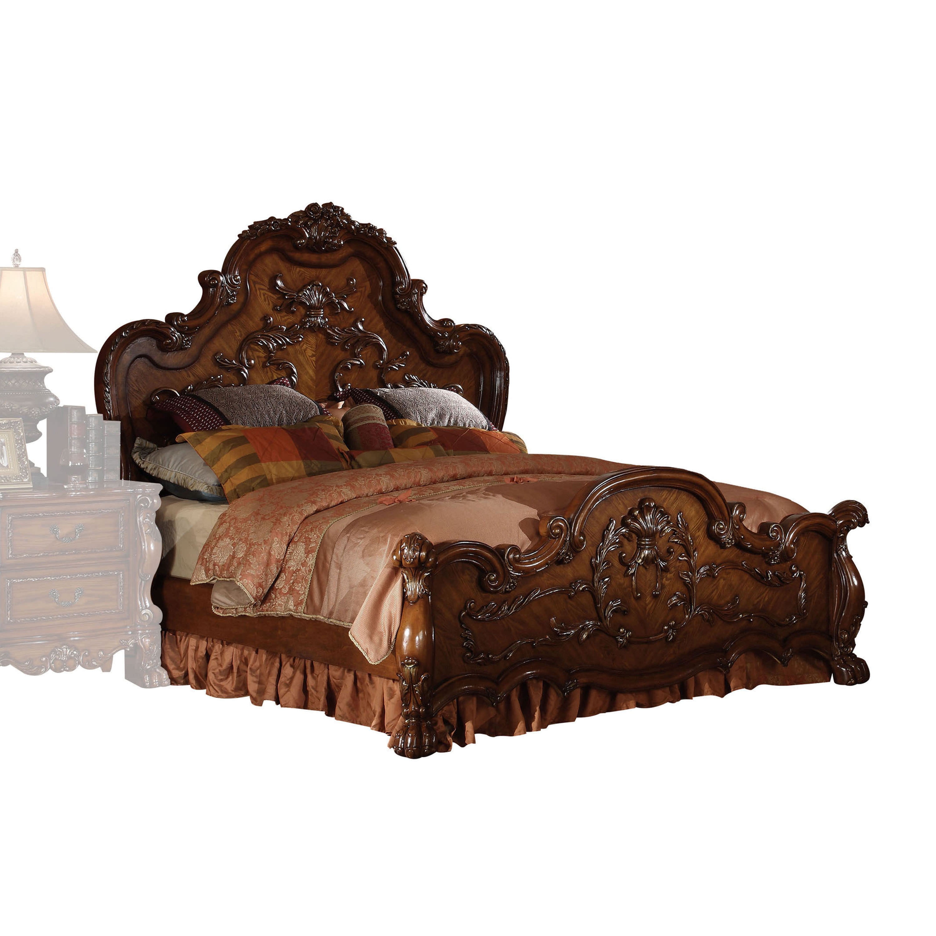 ACME Dresden Wooden Frame Eastern King Bed in Cherry Oak