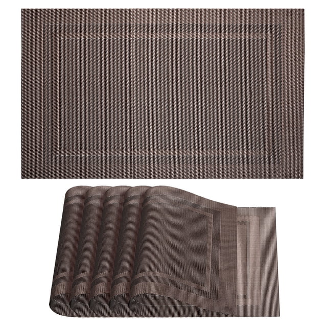 Unique Bargains Napperons, 450x300mm Napperons Lot de 6 PVC Lavables Tissés Café