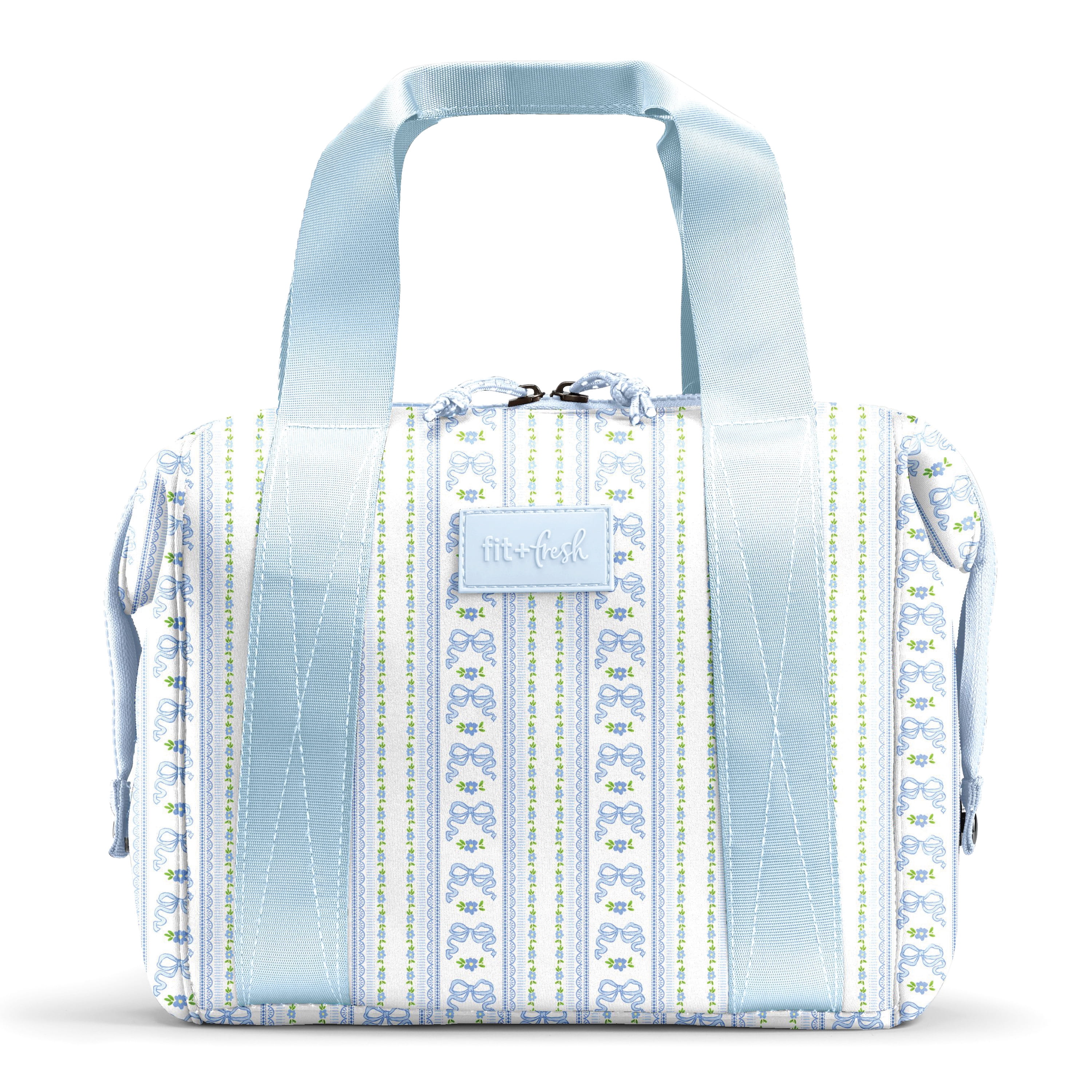 Fit + Fresh Remi Womens Lunch Bag, Insulated Lunch Box With Containers, Blue Wallpaper Bows