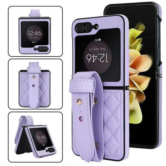 Allytechgroup for Motorola Razr 2025 Case with Strap, Premium PU Leather Slim Fit Anti-Scratch Stylish Design Shockproof Protective Phone Case Cover for Motorola Razr 2025, Purple