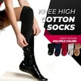 thumbnail image 6 of Meso Big Girl's Women's 5 Pairs Splendid Knee High Cotton Socks, Strong yet Soft, Cozy and Stylish Size 6-9 M158212 Black, 6 of 7