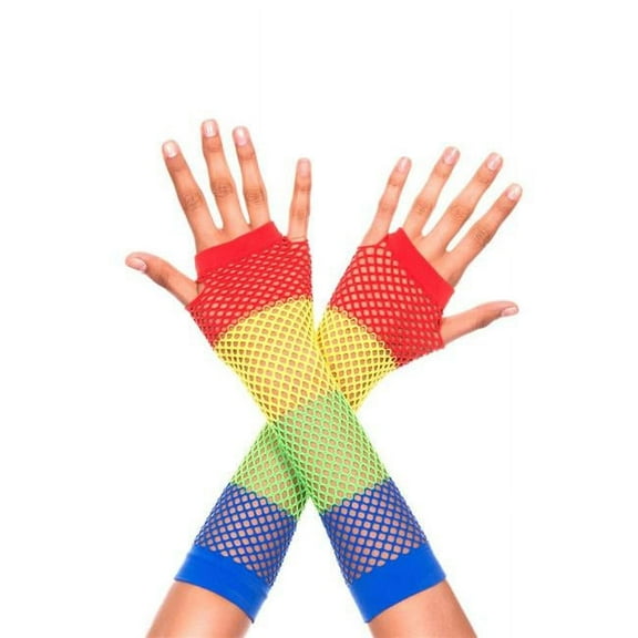 Diamond net fingerless gloves 445-RAINBOW